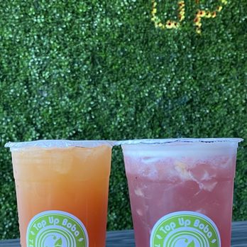 Top Up - Ruby Passion Tea (Left) and Pink Dragon Tea (Right) - Bubble Tea Near Me - Alameda, California