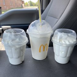 McDonald's - 2 vanilla sundaes, 1 small vanilla shake.