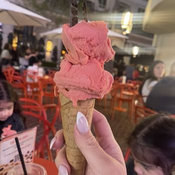 Venchi - Strawberry sorbet in a cone - Gelato Near Me - Glendale, California
