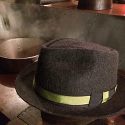 The Brass Rooster - Telescope crown long hair finish grey mix fedora with two tone triple back ribbon.