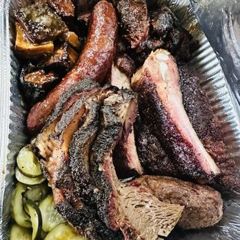 Matt's BBQ - Tray I got today 3-2-25 pork belly burnt ends brisket burnt ends, jalapeño cheddar sausage, pork ribs, sliced brisket and armadillo egg. - Food Trucks Near Me - Portland, Oregon