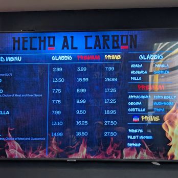 Hecho Al Carbon - Menu 09.26.2026 - Mexican Near Me - Riverside, California