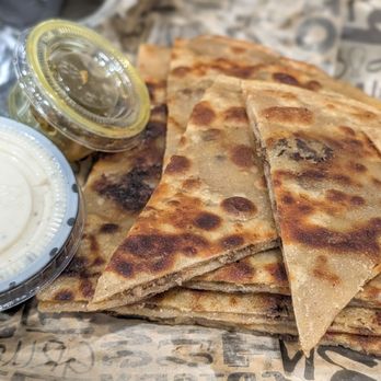 YSG HALAL YeeShaans Grubb - Halal American Burgers - Fusion - BEEF CHEESE PARATHA COMBO: Stuffed with seasoned beef and melted cheese, grilled to crispy perfection. - Halal Near Me - Fremont, California