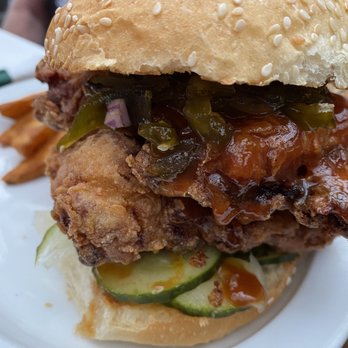The Station - This chicken sandwich has a breast AND a thigh - bahn mi fixings. Mmmm - Salad Near Me - Raleigh, North Carolina The Station - This chicken sandwich has a breast AND a thigh - bahn mi fixings. Mmmm - Salad Near Me - Raleigh, North Carolina