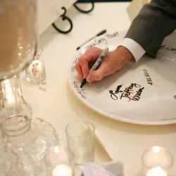 Glaze Craze - Make a custom signature plate for weddings, anniversary, etc. The new "guest book" Display instead of hiding it on a bookcase