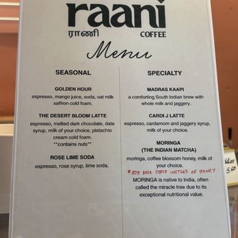 Raani - Menu - Coffee & Tea Near Me - Atlanta, Georgia Raani - Menu - Coffee & Tea Near Me - Atlanta, Georgia
