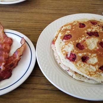 Jack & Benny's - Raspberry pancakes with a side of bacon. - Breakfast & Brunch Near Me - Columbus, Ohio