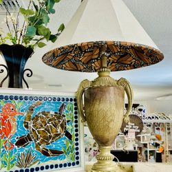 Boca Boutique - Vintage: Lamp with a new, hand-stitched lamp shade by one of our Local Artists.