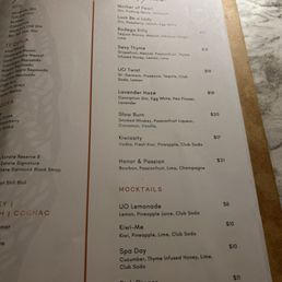 Drink menu Drink menu
