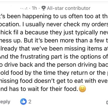 Chick-fil-A - People discussing receiving missing items at this chick fil a (posted the same night I was missing an item) (1/4) - Fast Food Near Me - Roseville, California Chick-fil-A - People discussing receiving missing items at this chick fil a (posted the same night I was missing an item) (1/4) - Fast Food Near Me - Roseville, California