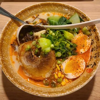 Volcano Ramen - Spicy Tonkotsu Ramen: asked for no corn, still got corn. Missing bamboo, and the broth was bland with no spice at all. - Ramen Near Me - Westminster, Colorado