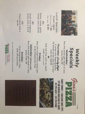 Menu photo 4 Gina's Pizzaria Burleson, TX