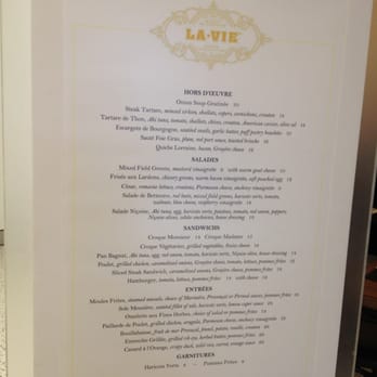 La Vie - Menu as of August 13, 2012 - French Near Me - Queens, New York La Vie - Menu as of August 13, 2012 - French Near Me - Queens, New York
