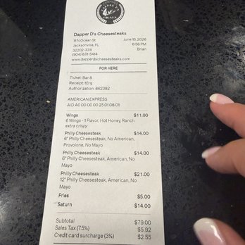 Dapper D's Cheesesteaks - Cost - Cheesesteaks Near Me - Jacksonville, Florida