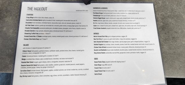Menu photo 3 The Hideout Aptos, CA Menu photo 3 The Hideout Aptos, CA