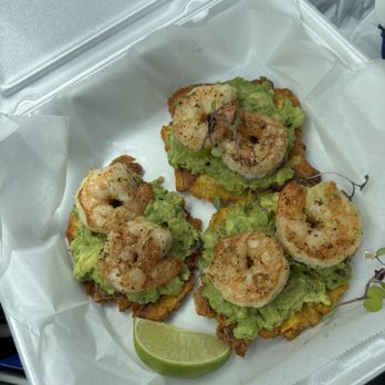 Sazon Latin Grill - Tostones with shrimp - Colombian Near Me - Baton Rouge, Louisiana Sazon Latin Grill - Tostones with shrimp - Colombian Near Me - Baton Rouge, Louisiana
