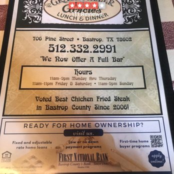 The Grace Miller Gracie's - Comfort Food Near Me - Bastrop, Texas