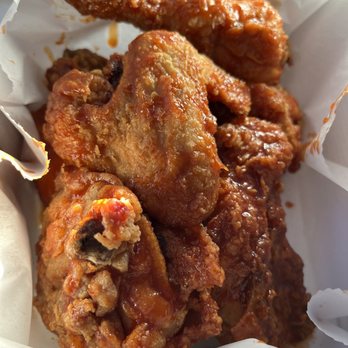 bb.q Chicken Ashburn - 8 piece whole chicken. Half and half. Hot spicy shown - Korean Near Me - Ashburn, Virginia