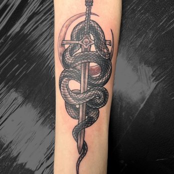 Teal Tiger Tattoo - Snake and sword. Black and grey fineline - Tattoo Near Me - Aurora, Colorado Teal Tiger Tattoo - Snake and sword. Black and grey fineline - Tattoo Near Me - Aurora, Colorado