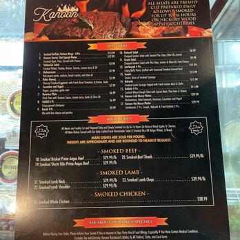 Kanoon - Menu side 1 - Smokehouse Near Me - Clifton, New Jersey Kanoon - Menu side 1 - Smokehouse Near Me - Clifton, New Jersey