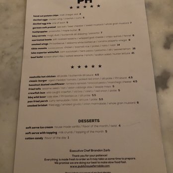 Public House - Menu front - Cocktail Bars Near Me - Ferndale, Michigan