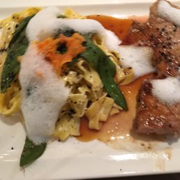 Plat du jour: veal liver and tagliatelle with blue cheese sauce Plat du jour: veal liver and tagliatelle with blue cheese sauce