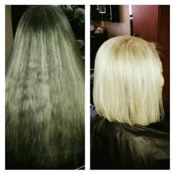 C.B. Hair Studio - Before and after using olaplex.