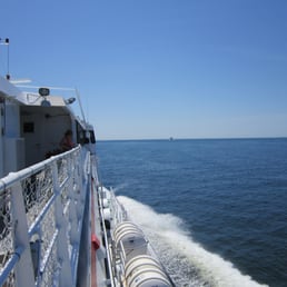 The ferry from the top deck, mid journey.