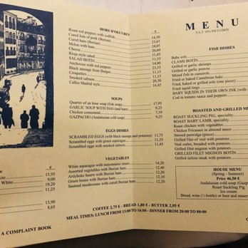 Botín - Menu - Spanish Near Me - Madrid, M