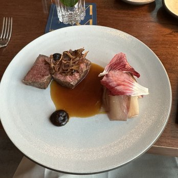 Manhatta - Ribeye of beef with celeriac, maitake and red endive - New American Near Me - New York, New York