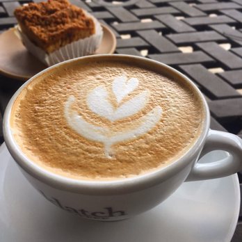 Klatch Coffee - Créme brûlée latte and Coffee Crumb Cake - Coffee & Tea Near Me - Rancho Cucamonga, California