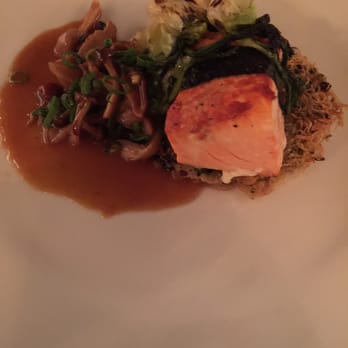 Sage Restaurant - Salmon on a bed of Bok choy - New American Near Me - Tallahassee, Florida Sage Restaurant - Salmon on a bed of Bok choy - New American Near Me - Tallahassee, Florida