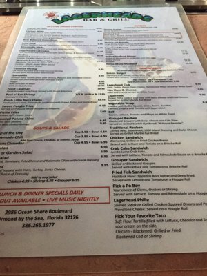 Menu photo 5 Lagerheads Bar & Grill Ormond Beach, FL