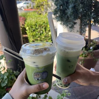 Always Yours Bakery Cafe - banana matcha latte, pistachio matcha latte with brown sugar boba - Macarons Near Me - Castro Valley, California