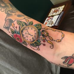 Iron Dagger Tattoo - My husband's pocket watch tattoo by Taylor