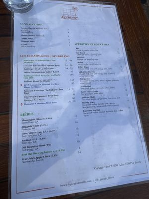 Menu photo 1 Le Garage Sausalito, CA