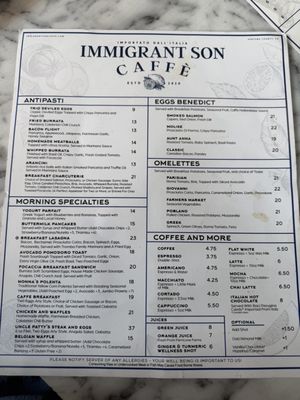 Menu photo 2 Immigrant Son Caffe Oxnard, CA Menu photo 2 Immigrant Son Caffe Oxnard, CA
