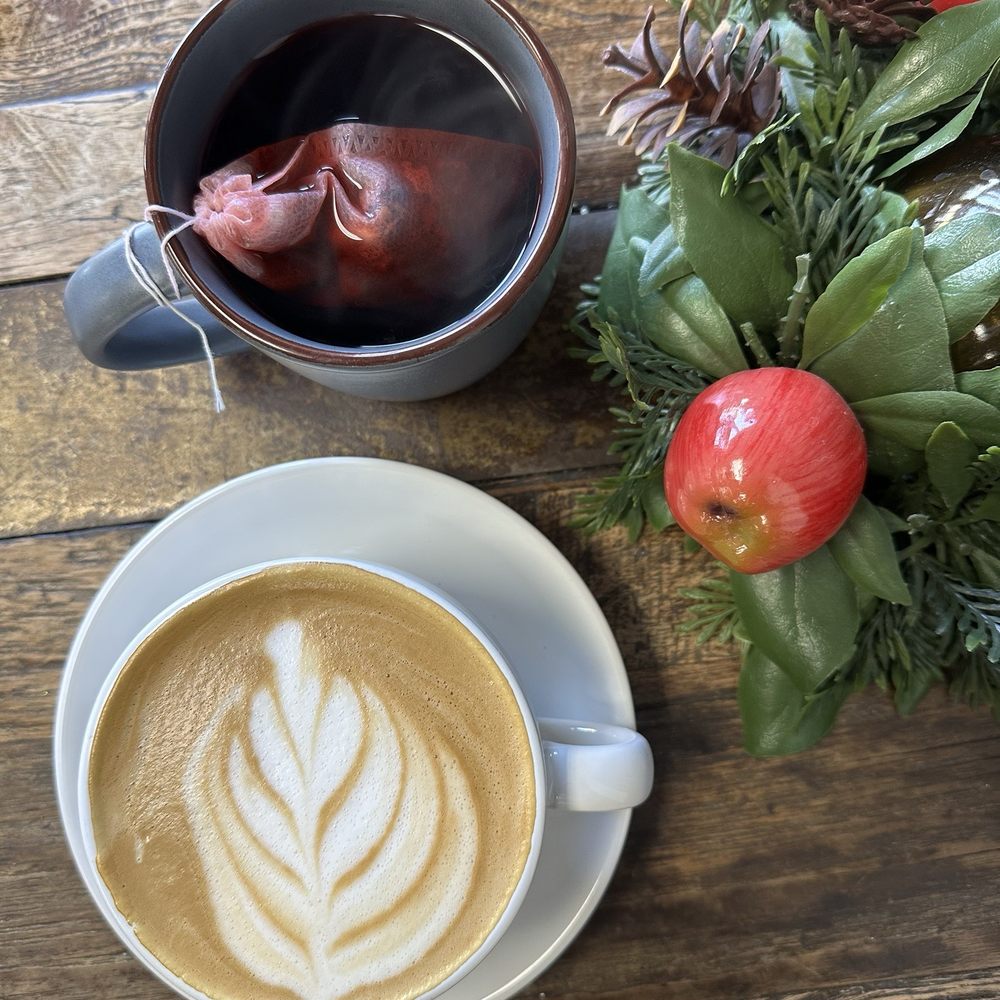 Mika's - Blood orange hibiscus tea and a plain latte - Cafes Near Me - San Marcos, California Mika's - Blood orange hibiscus tea and a plain latte - Cafes Near Me - San Marcos, California