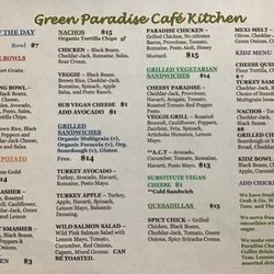 Green Paradise Cafe - Menu