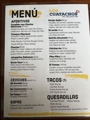 Menu photo 3 Los Cuatachos Camuy, PR