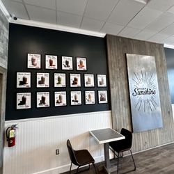 Inside. Check out the pictures of their frappes in the wall.