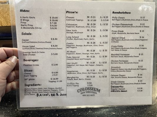 Menu photo 4 Colosseum New York Pizza Milpitas, CA Menu photo 4 Colosseum New York Pizza Milpitas, CA