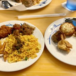 two plates of food on a table