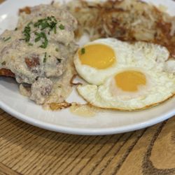 Wake N’ Bacon - These eggs are overdone on the bottom and undertone, runny whites!