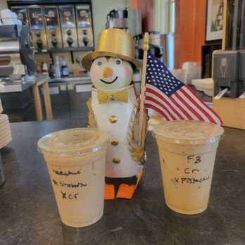 Mornings In Paris - 2 iced coffees  Penguin was here - Bakeries Near Me - Ogunquit, Maine