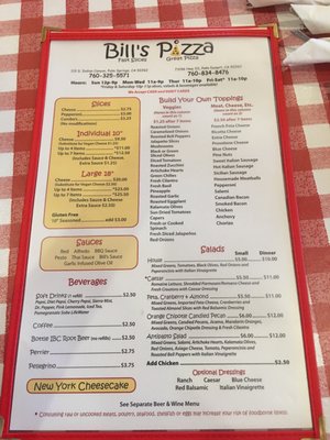 Menu photo 7 Bill's Pizza Palm Desert, CA Menu photo 7 Bill's Pizza Palm Desert, CA