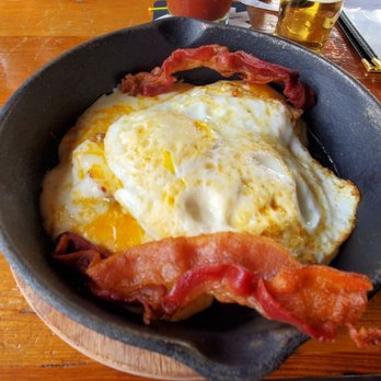 Captain Mike's - Drunk B@st@rd skillet, potato pancakes, eggs over medium. - Burgers Near Me - Kenosha, Wisconsin Captain Mike's - Drunk B@st@rd skillet, potato pancakes, eggs over medium. - Burgers Near Me - Kenosha, Wisconsin