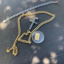 Silver Dahler PAWN & Jewelry Exchange - 14k yellow cuban necklace 14k cuban bracelet 14k white gold cross with black diamonds Gold bullion