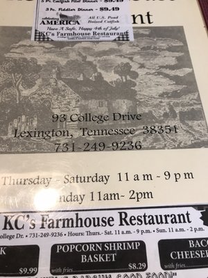 Kc S Farmhouse Restaurant 93 College Dr Lexington Tn Restaurants Mapquest