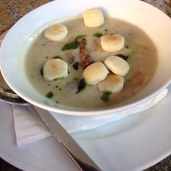 Plank Provisions - New England clam chowder with oyster crackers - Seafood Near Me - Omaha, Nebraska Plank Provisions - New England clam chowder with oyster crackers - Seafood Near Me - Omaha, Nebraska